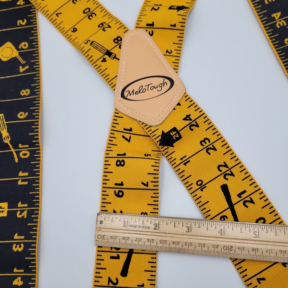 Melo Tough Suspenders 2" Wide Yellow Tape Measure Clip On Adjustable Heavy Duty View 3